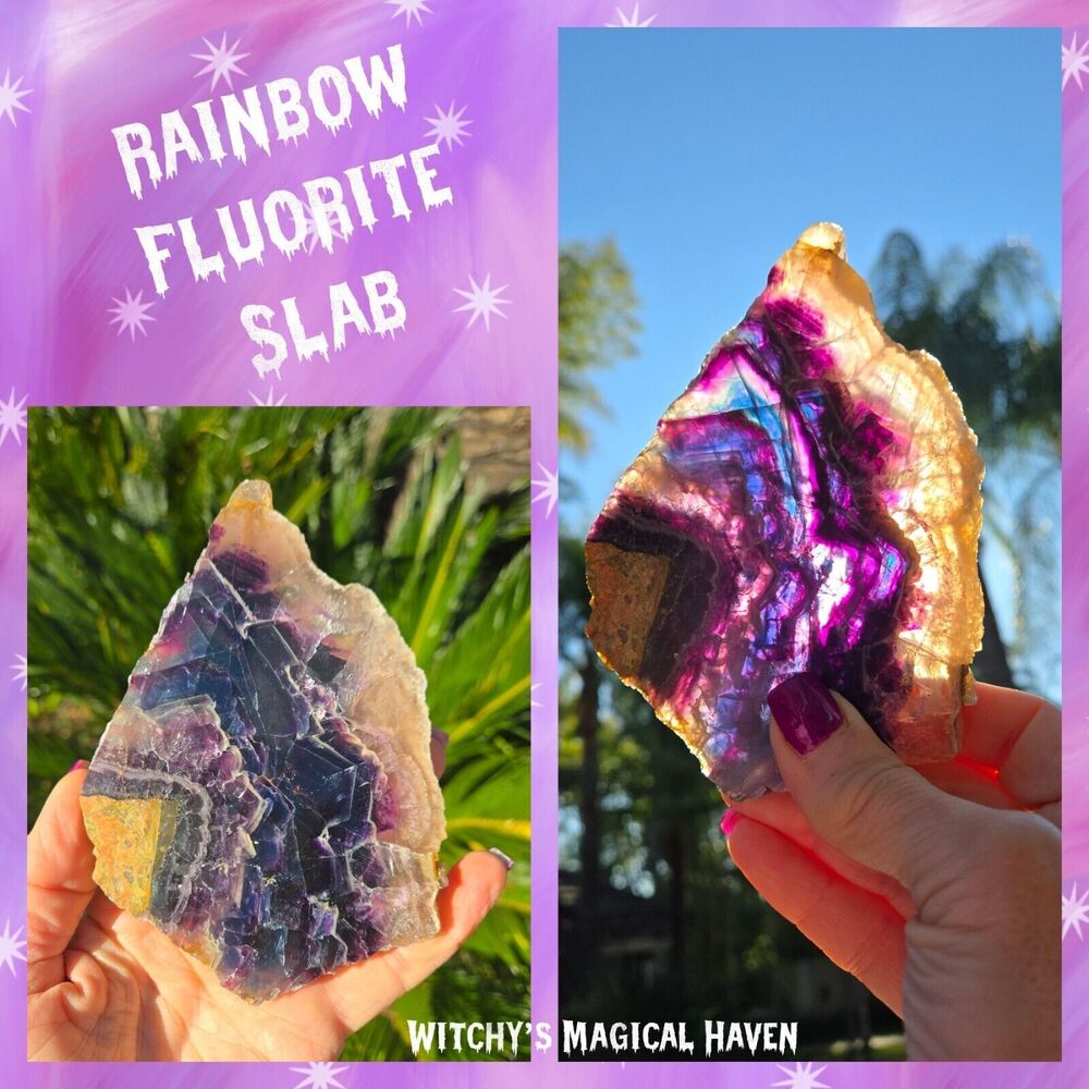 Rainbow Fluorite Crystal Natural Stone Slab